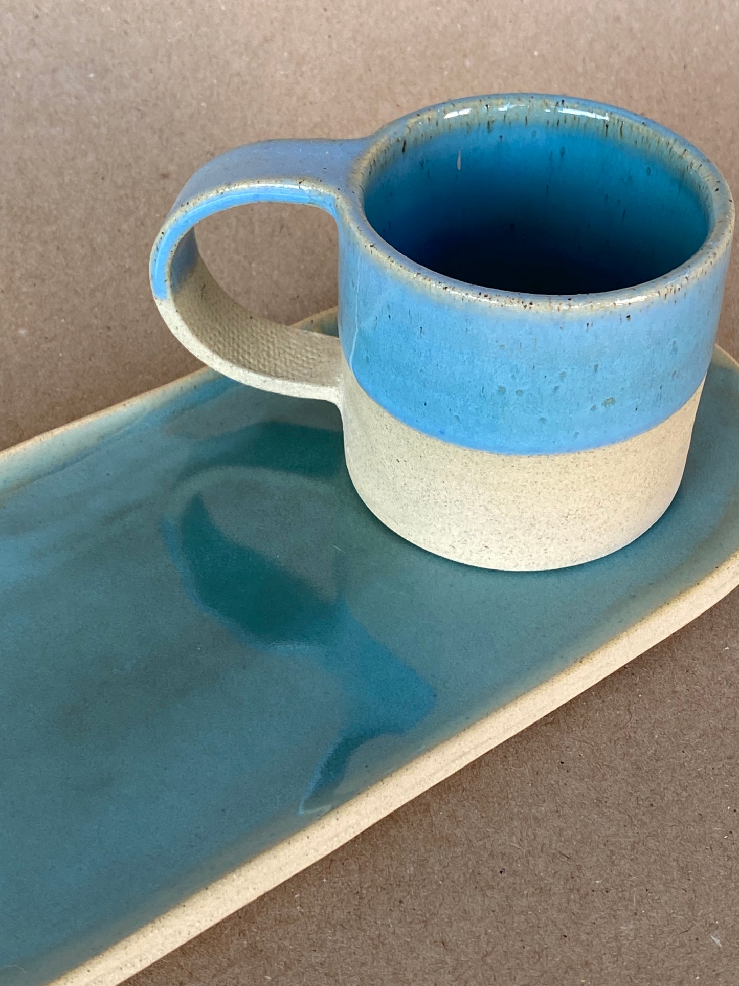Set Turquesa Desayuno · Taza y bandejita