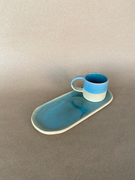 Set Turquesa Desayuno · Taza y bandejita